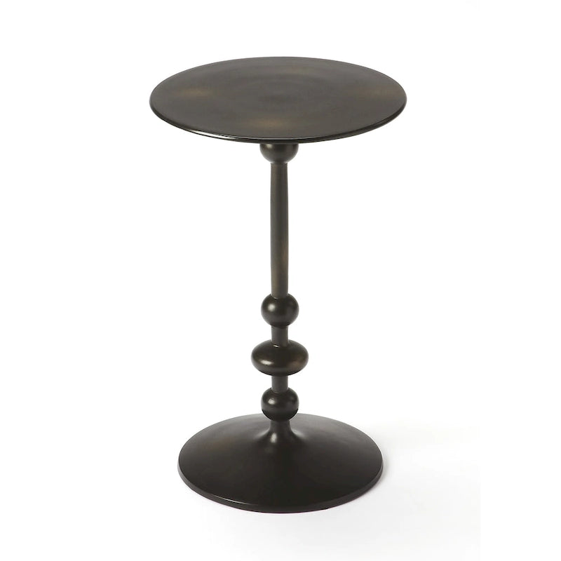 Mesa auxiliar de pedestal redonda de hierro – Plateada / Bronce / Negra