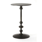 Mesa auxiliar de pedestal redonda de hierro – Plateada / Bronce / Negra