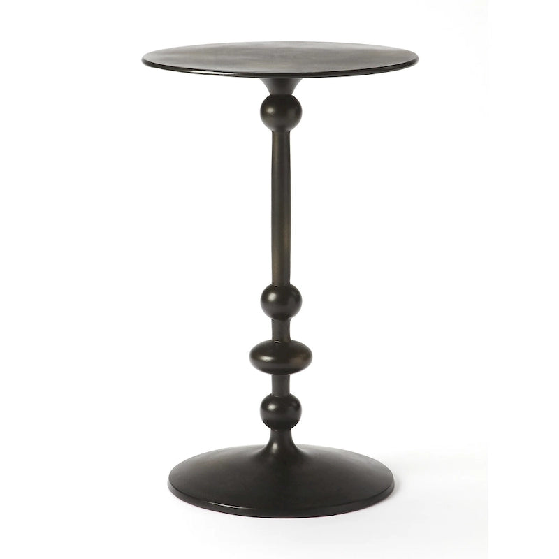 Mesa auxiliar de pedestal redonda de hierro – Plateada / Bronce / Negra
