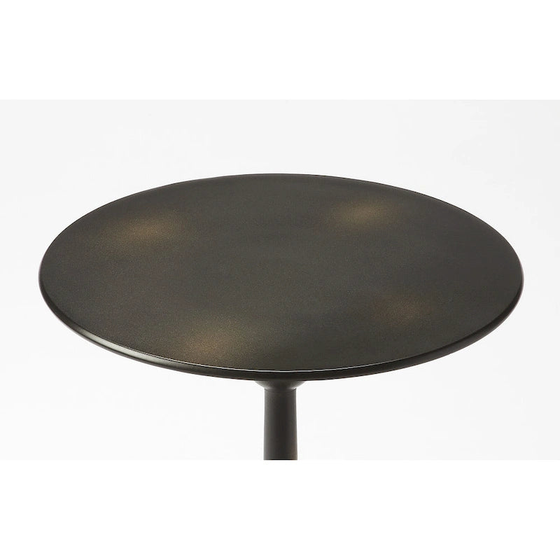Mesa auxiliar de pedestal redonda de hierro – Plateada / Bronce / Negra