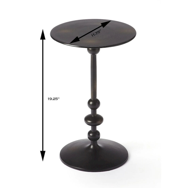 Mesa auxiliar de pedestal redonda de hierro – Plateada / Bronce / Negra