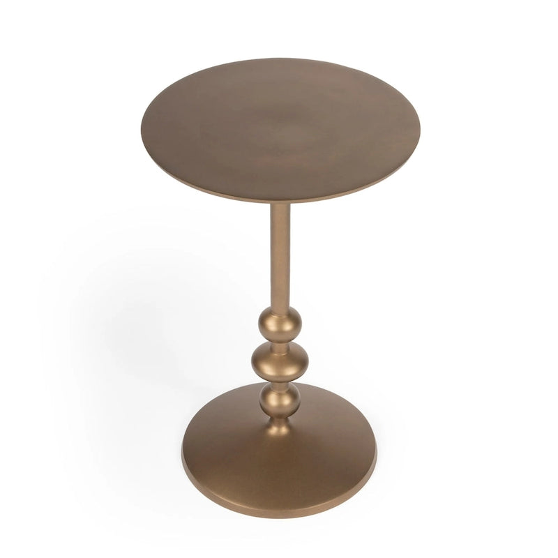 Mesa auxiliar de pedestal redonda de hierro – Plateada / Bronce / Negra