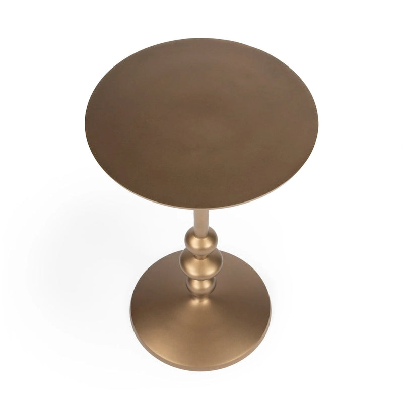 Mesa auxiliar de pedestal redonda de hierro – Plateada / Bronce / Negra