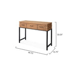Mesa Consola de Madera con 3 Cajones y Rejilla, Tono Cerezo