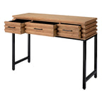 Mesa Consola de Madera con 3 Cajones y Rejilla, Tono Cerezo