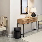 Mesa Consola de Madera con 3 Cajones y Rejilla, Tono Cerezo