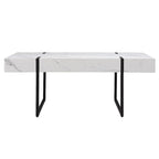 HomeRoots 43 White Faux Marble And Metal Rectangular Coffee Table - 43.25