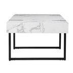 Mesa de centro rectangular de mármol sintético blanco y metal, 1 asiento