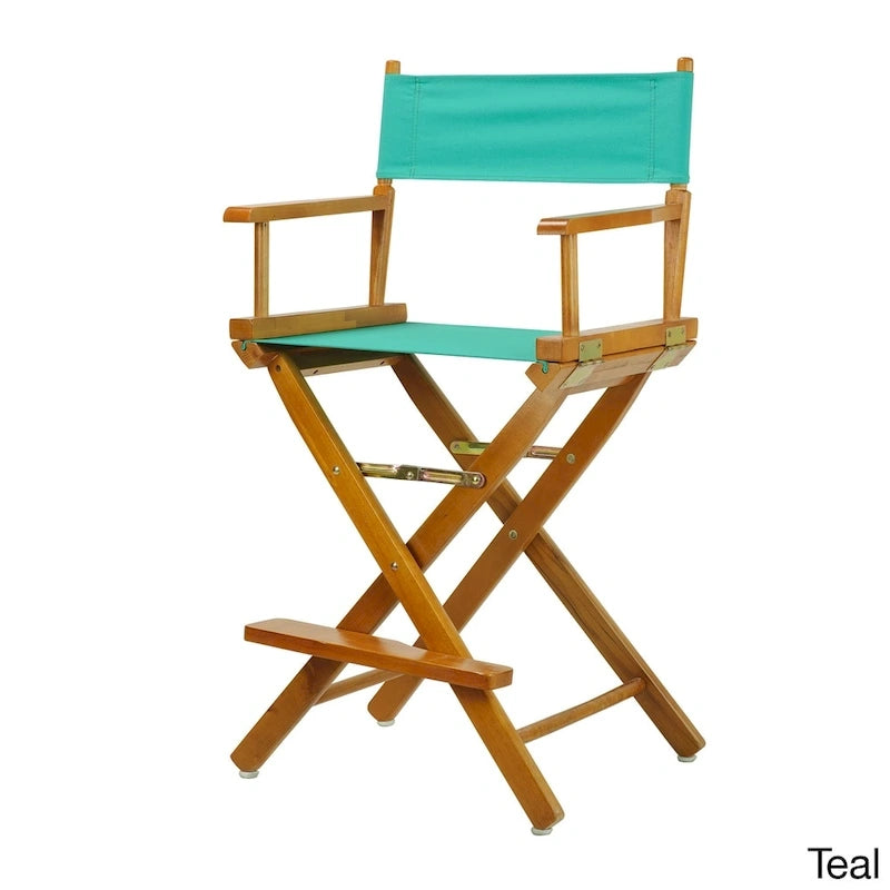 Silla de director plegable, altura de mostrador, de roble miel multicolor, para 1 persona