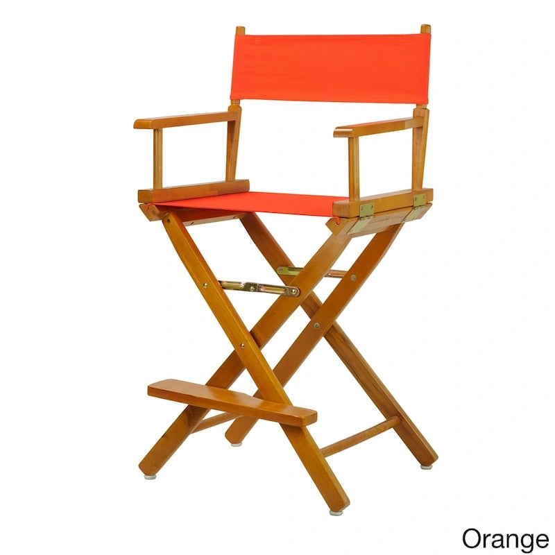 Silla de director plegable, altura de mostrador, de roble miel multicolor, para 1 persona