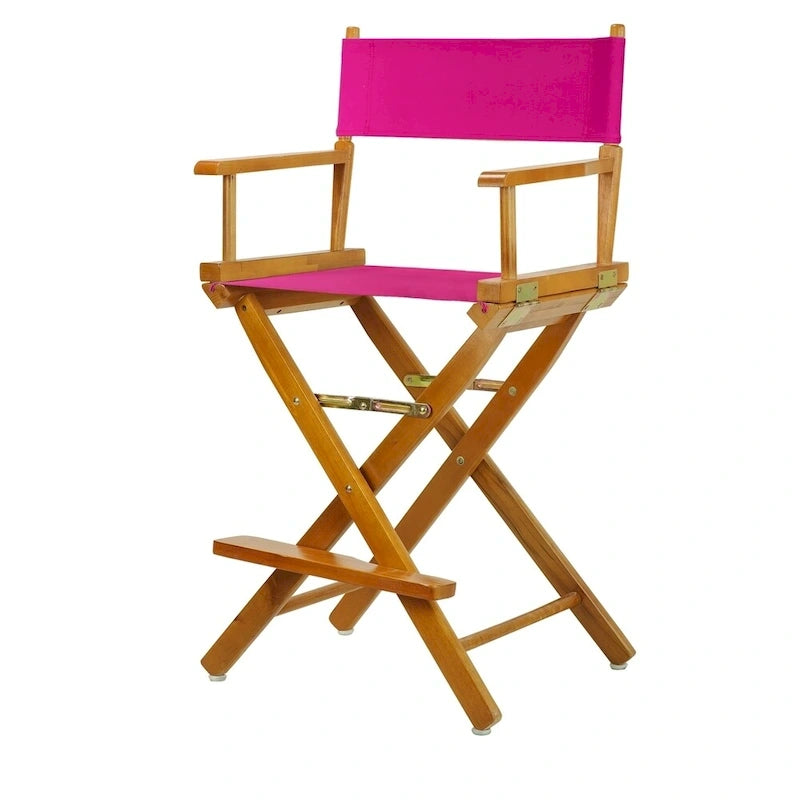 Silla de director plegable, altura de mostrador, de roble miel multicolor, para 1 persona