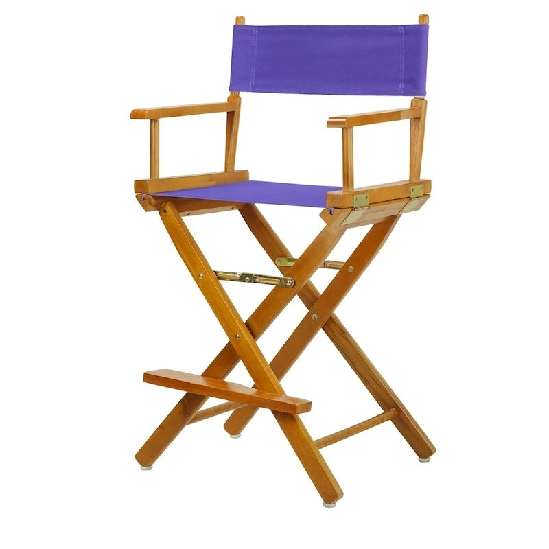 Silla de director plegable, altura de mostrador, de roble miel multicolor, para 1 persona