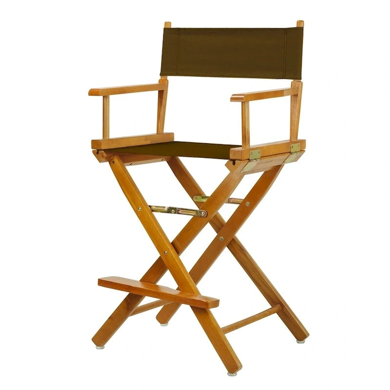 Silla de director plegable, altura de mostrador, de roble miel multicolor, para 1 persona