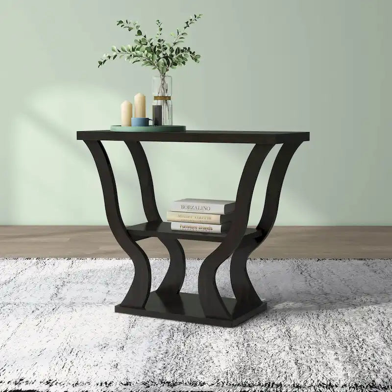 Mesa de centro tipo consola Espresso con estante abierto – Para 1 persona