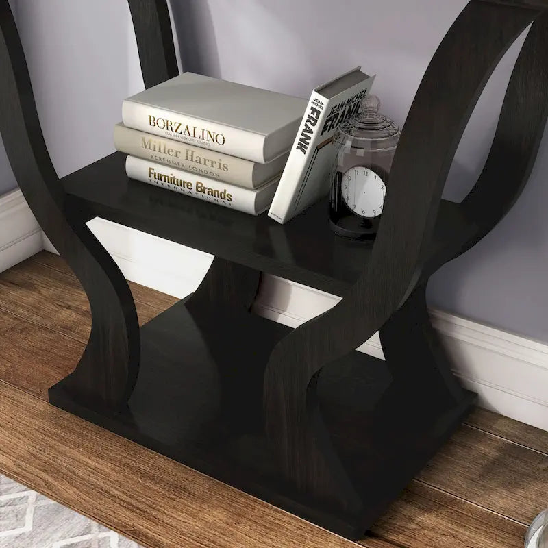Mesa de centro tipo consola Espresso con estante abierto – Para 1 persona