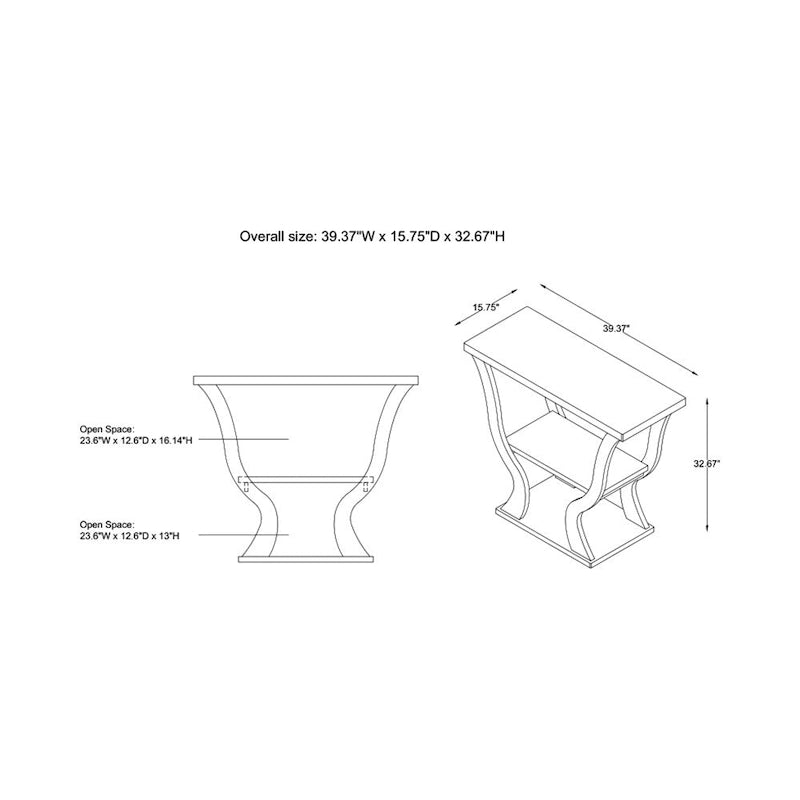 Mesa de centro tipo consola Espresso con estante abierto – Para 1 persona
