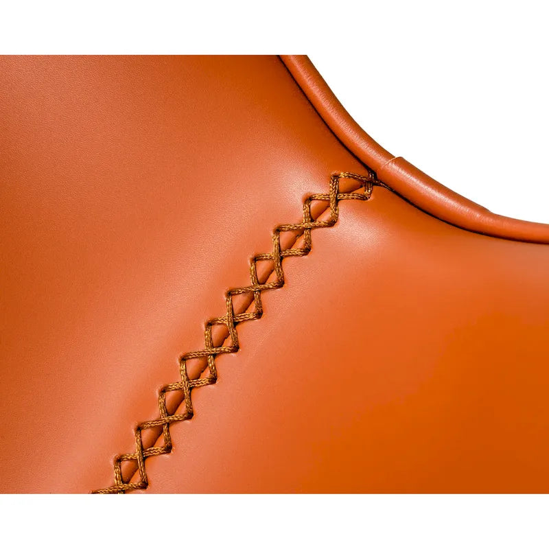 Sillas de comedor de cuero ecológico color coñac, patas de acero inoxidable, juego de 2