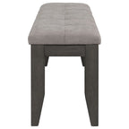 Banco de comedor tapizado gris con botones, 2 asientos