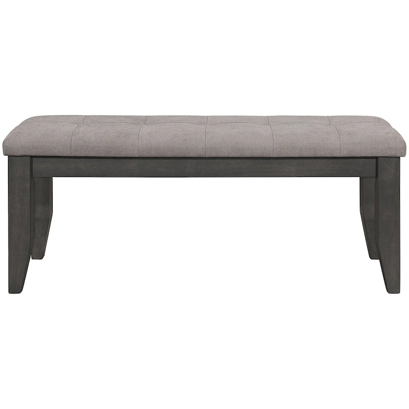 Banco de comedor tapizado gris con botones, 2 asientos