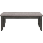 Banco de comedor tapizado gris con botones, 2 asientos