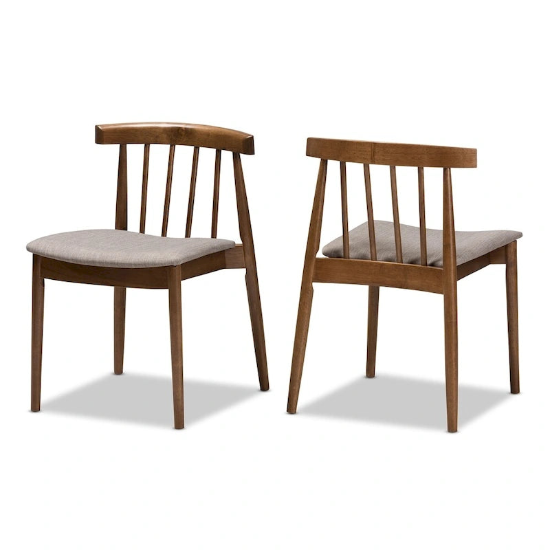 Sillas de comedor de tela beige de mediados de siglo, juego de 2