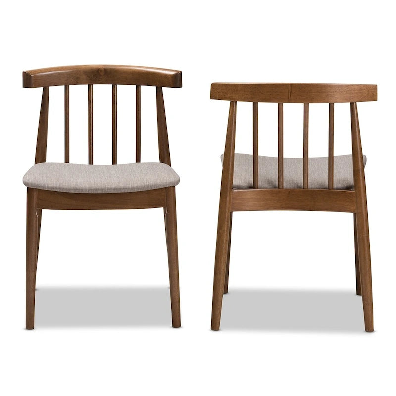 Sillas de comedor de tela beige de mediados de siglo, juego de 2