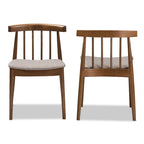 Sillas de comedor de tela beige de mediados de siglo, juego de 2