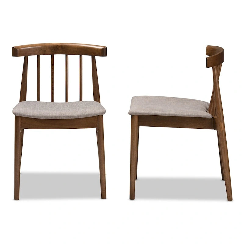 Sillas de comedor de tela beige de mediados de siglo, juego de 2