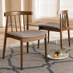 Sillas de comedor de tela beige de mediados de siglo, juego de 2