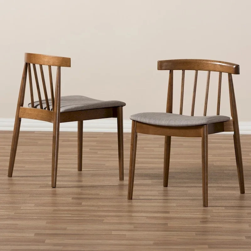 Sillas de comedor de tela beige de mediados de siglo, juego de 2