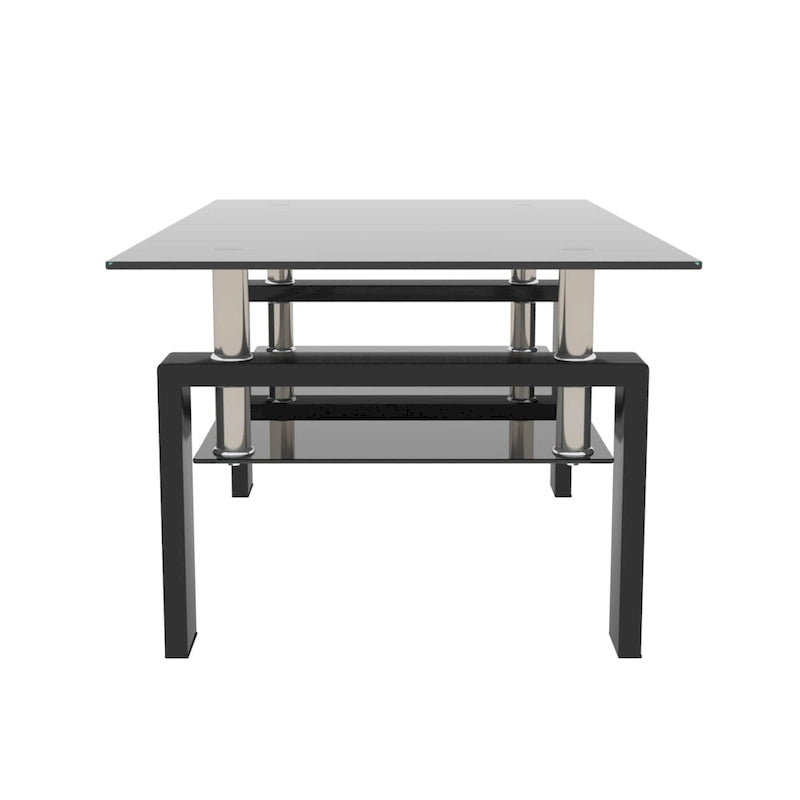 Mesa de centro rectangular de cristal negro, 2 niveles, para 1 persona