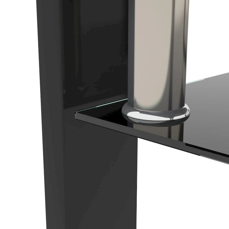 Mesa de centro rectangular de cristal negro, 2 niveles, para 1 persona