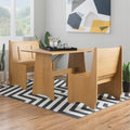 Mesa de comedor rectangular Honey Brown / White Farmhouse, 4 asientos