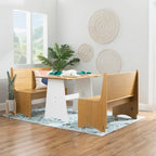 Mesa de comedor rectangular Honey Brown / White Farmhouse, 4 asientos