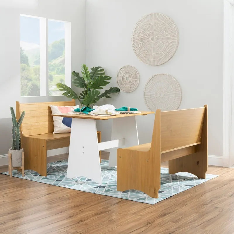 Mesa de comedor rectangular Honey Brown / White Farmhouse, 4 asientos