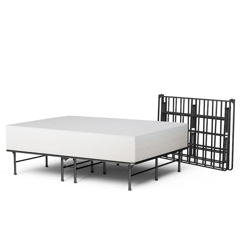 Estructura de cama de plataforma de acero negro, resistente, 1–2 personas