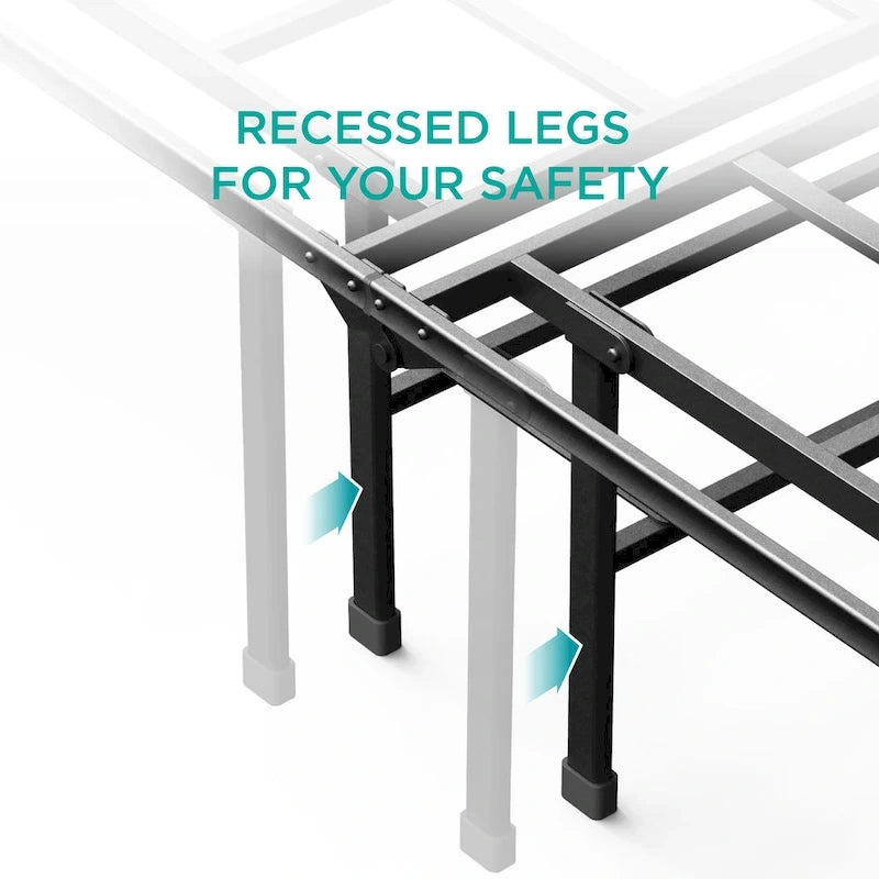 Estructura de cama de plataforma de acero negro, resistente, 1–2 personas