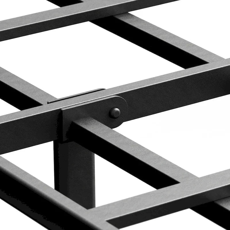 Estructura de cama de plataforma de acero negro, resistente, 1–2 personas