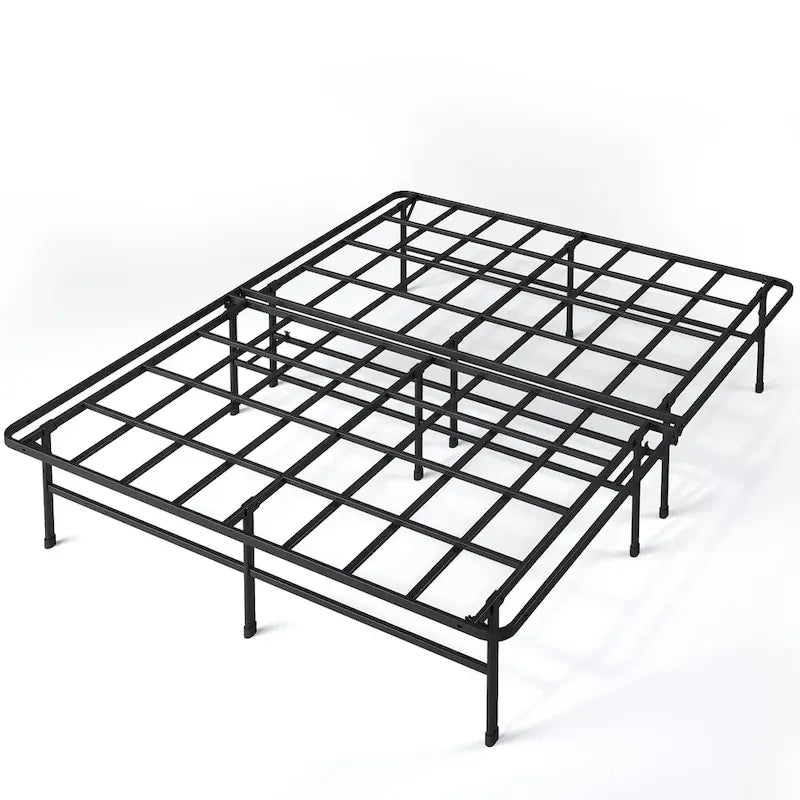 Estructura de cama de plataforma de acero negro, resistente, 1–2 personas