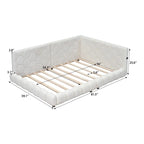 Cama nido de tamaño completo tapizada en tejido teddy blanco/rosa con luces LED y puertos USB, capacidad para 1 persona