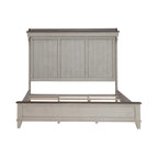 Cama King con paneles Lino envejecido y Taupe polvoriento