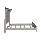Cama King con paneles Lino envejecido y Taupe polvoriento