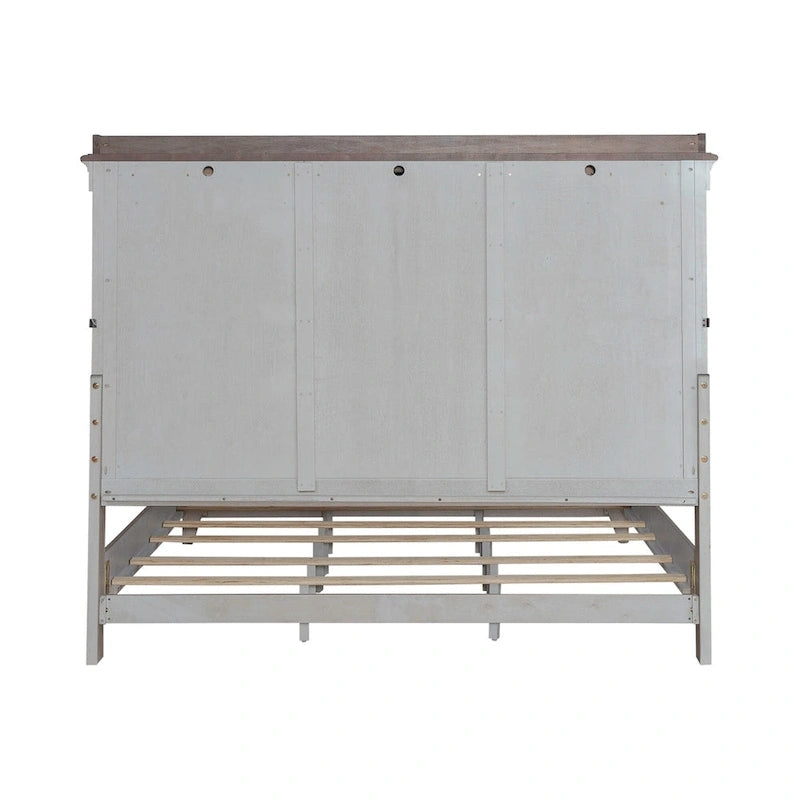 Cama King con paneles Lino envejecido y Taupe polvoriento