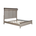 Cama King con paneles Lino envejecido y Taupe polvoriento