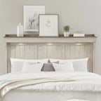 Cama King con paneles Lino envejecido y Taupe polvoriento