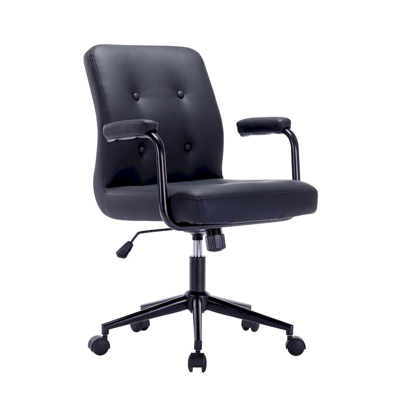 Silla de oficina de cuero sintético para la parte media de la espalda, marrón/blanca/negra, individual