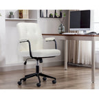 Silla de oficina de cuero sintético para la parte media de la espalda, marrón/blanca/negra, individual