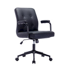 Silla de oficina de cuero sintético para la parte media de la espalda, marrón/blanca/negra, individual