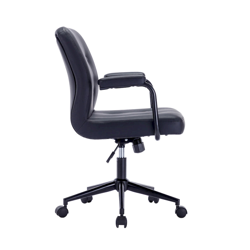 Silla de oficina de cuero sintético para la parte media de la espalda, marrón/blanca/negra, individual