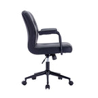 Silla de oficina de cuero sintético para la parte media de la espalda, marrón/blanca/negra, individual